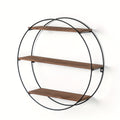Round Floating 3-Tier Wall Shelf - Sturdy Wood And Metal Decorative Shelf for Living Room, Bedroom, Bathroom, Kitchen, Office, Halloween Decoration, Floating Shelves