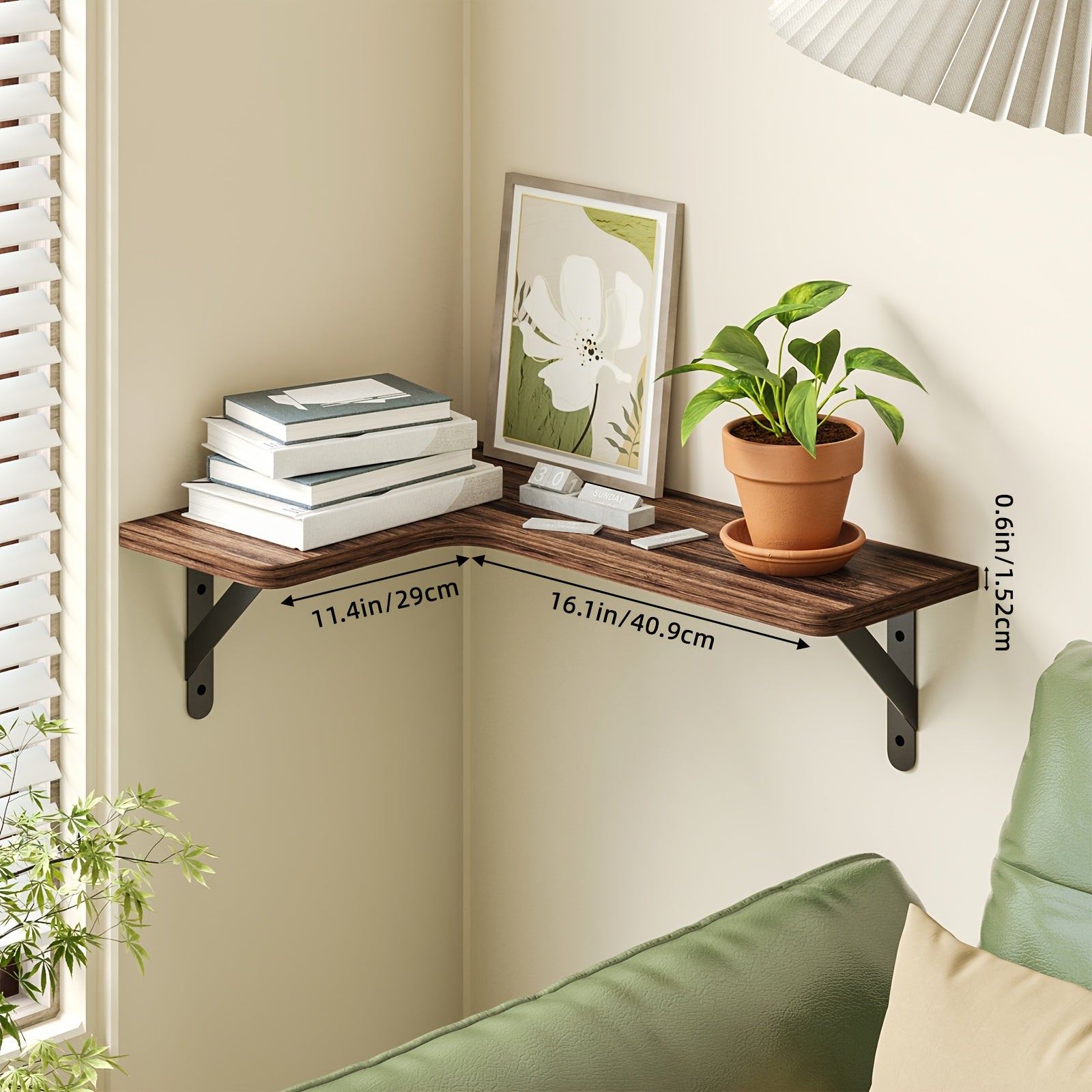 TOMNK Corner Floating Shelves, Rustic Wood Wall Shelves Heavy Duty, Easy To Install Space Saving, For Room Decor Bathroom Storage And Accessories Kitchen Bedroom Or Living Room, 5\u002F6 Pcs, Muti Colours, For Halloween And Christmas
