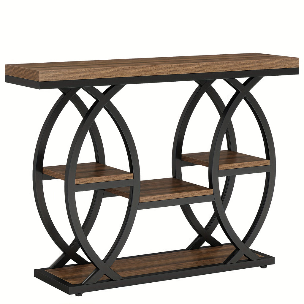 39-inch Holiday-themed Console Table, 4-tier Sofa Table With Storage Shelves, Narrow Wooden And Metal Frame Decorative Table, Suitable For Small Spaces, Corridors, Foyers, And Christmas