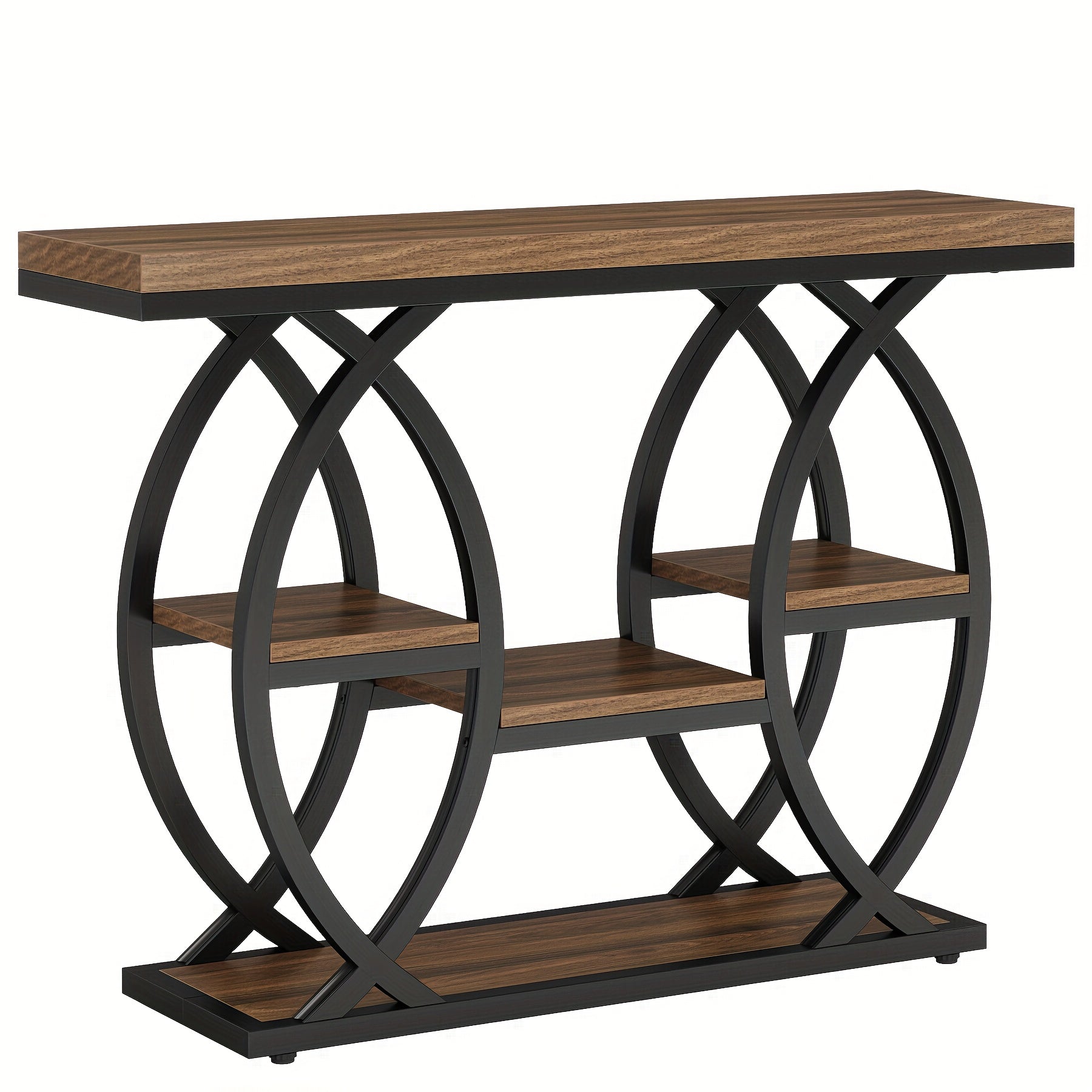 39-inch Holiday-themed Console Table, 4-tier Sofa Table With Storage Shelves, Narrow Wooden And Metal Frame Decorative Table, Suitable For Small Spaces, Corridors, Foyers, And Christmas