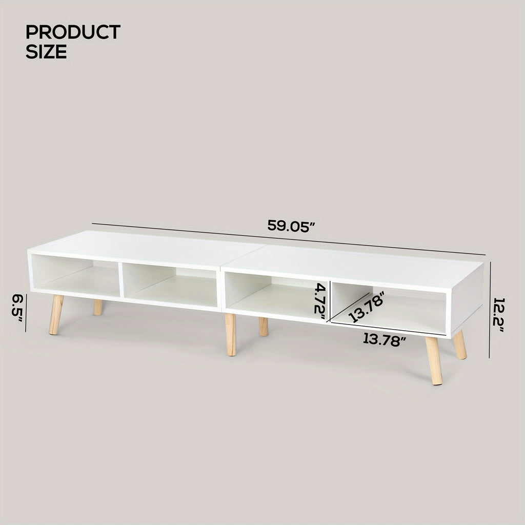 59-Inch Television Stand Suitable for 30 to 65-Inch Tvs Featuring an Open Shelf